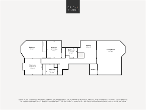Floor plan for 3 beds, 2.5 baths, 1604 sqft